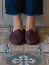 leather house slippers - burgundy red