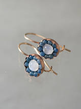 earrings Daisy moonstone, blue jade