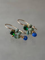 earrings Dancer green crystal, turquoise