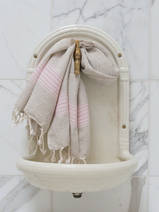 asciugamano hammam in lino a righe rosa