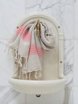 linen hamam towel coral red striped