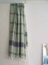 hammam towel checkered sage/ dark blue