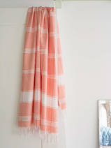 hammam towel checkered dark peach/white