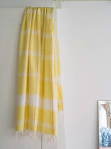 asciugamano hammam a quadri giallo/bianco