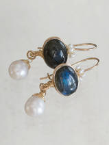 earrings Crown labradorite and pearl