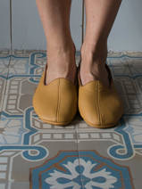 leather house slippers - ocher yellow