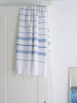asciugamano hammam bianco/blu mediterraneo