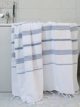 asciugamano hammam bianco/blu acciaio