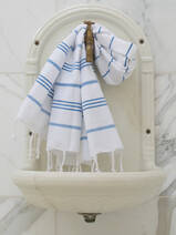 hammam towel white/mediterranean blue