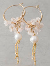 earrings Gipsy rose quartz and pearl
