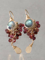 earrings Goddess labradorite and garnet
