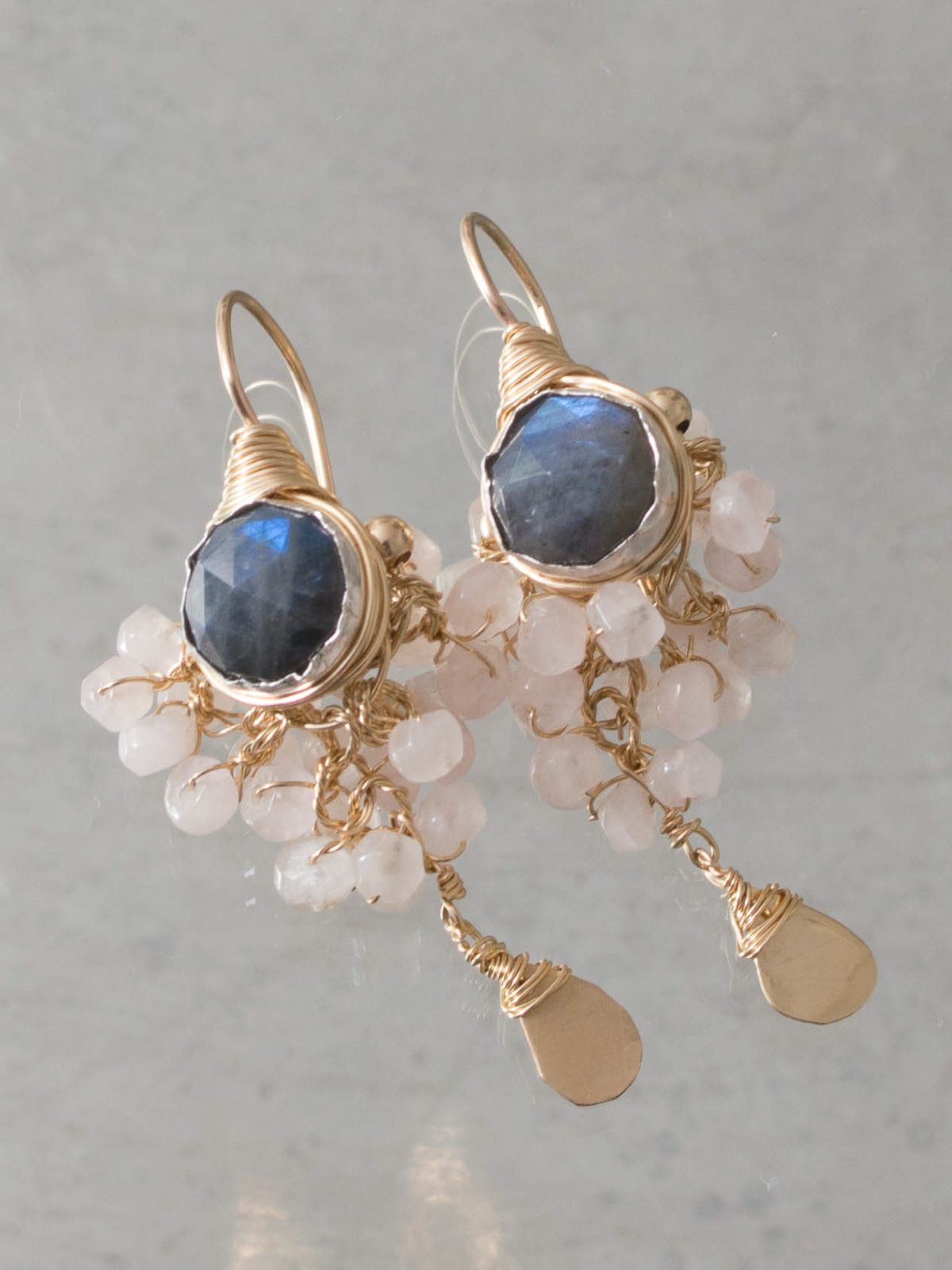 earrings Goddess labradorite and rose quartz