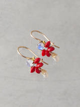 earrings Dancer coral, moonstone, pearl