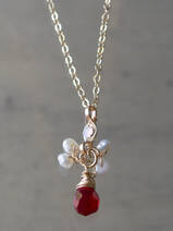 Halskette Small Cluster Perlen, rosa Jade