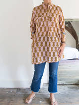 short kurta - pale pink with tigers in ocher