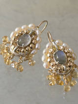 earrings Ethnic labradorite, citrine and pearls