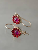 earrings Daisy fuchsia crystal, red coral