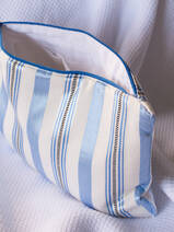 toiletry bag, wide blue stripe
