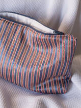 toiletry bag, purple red striped