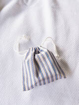 drawstring pouch blue brown striped
