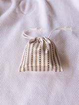 drawstring pouch black golden striped