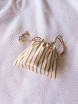 drawstring pouch golden yellow striped