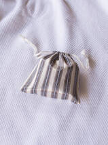 drawstring pouch blue-gray beige striped