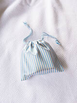 drawstring pouch blue narrow striped