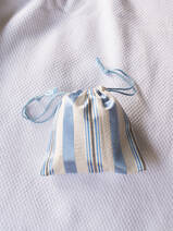 drawstring pouch wide blue stripe