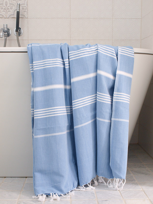 asciugamano hammam blu/bianco