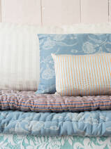 pillow 37x23 cm blue brown striped