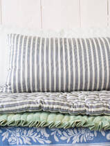 pillow 50x35 cm blue-gray beige striped