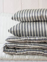 pillow 70x35 cm blue-gray beige striped