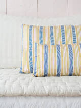 pillow 37x23 cm blue gold yellow striped