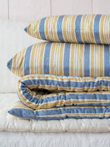 pillow 50x35 cm blue gold yellow striped
