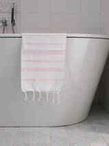 asciugamano hammam bianco/rosa