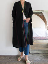 half-length open jacket  in black wool