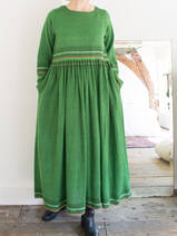 loose fitting maxi-dress in green wool
