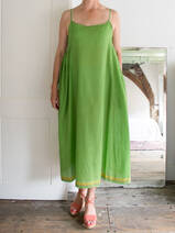 green cotton slip dress