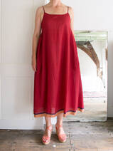 red cotton slip dress