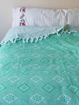 couvre-lit d'été vert jade