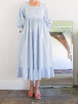 light blue dress, embroidered