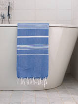 asciugamano hammam blu greco/bianco