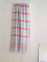asciugamano hammam azzurro/mandarino 170x100cm