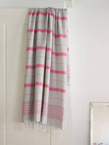 hammam towel light grey/ruby red 170x100cm