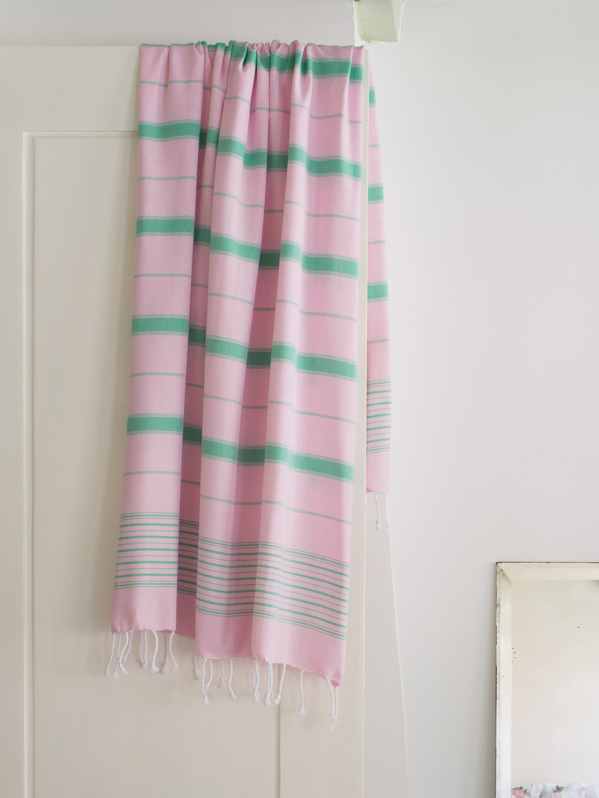 asciugamano hammam rosa/verde giada 170x100cm