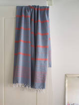 hammam towel steel blue/brick red 170x100cm