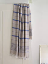 hammam towel beige-grey/parliament blue 170x100cm