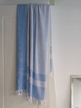 hammam towel with terry cloth, ocean blue