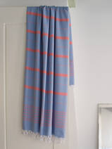 asciugamano hammam blu/rosso corallo 170x100cm